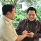 Menhan RI Prabowo Subianto menerima kunjungan Menteri BUMN sekaligus Ketua Umum PSSI Erick Thohir. (Foto Dok. Tim Media Prabowo)