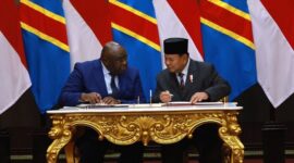 Menteri Pertahanan RI Prabowo Subianto dan Wakil Perdana Menteri merangkap Menteri Pertahanan Republik Demokratik Kongo Jean-Pierre Bemba. (Dok. Kemhan.go.id)
