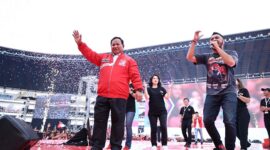 calon presiden nomor urut 2 Prabowo Subianto tampil di HUT Partai Solidaritas Indonesia (PSI) ke-9 di Stadion Jatidiri, Semarang. (Dok. Tim Media Prabowo-Gibran)