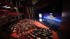 Menteri Pertahanan Prabowo Subianto saat menghadiri sarasehan Kemandirian Pesantren di JIExpo Kemayoran, Jakarta. (Dok. Tim Media Prabowo)